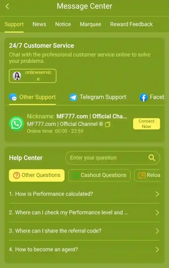MF777 Customer Support